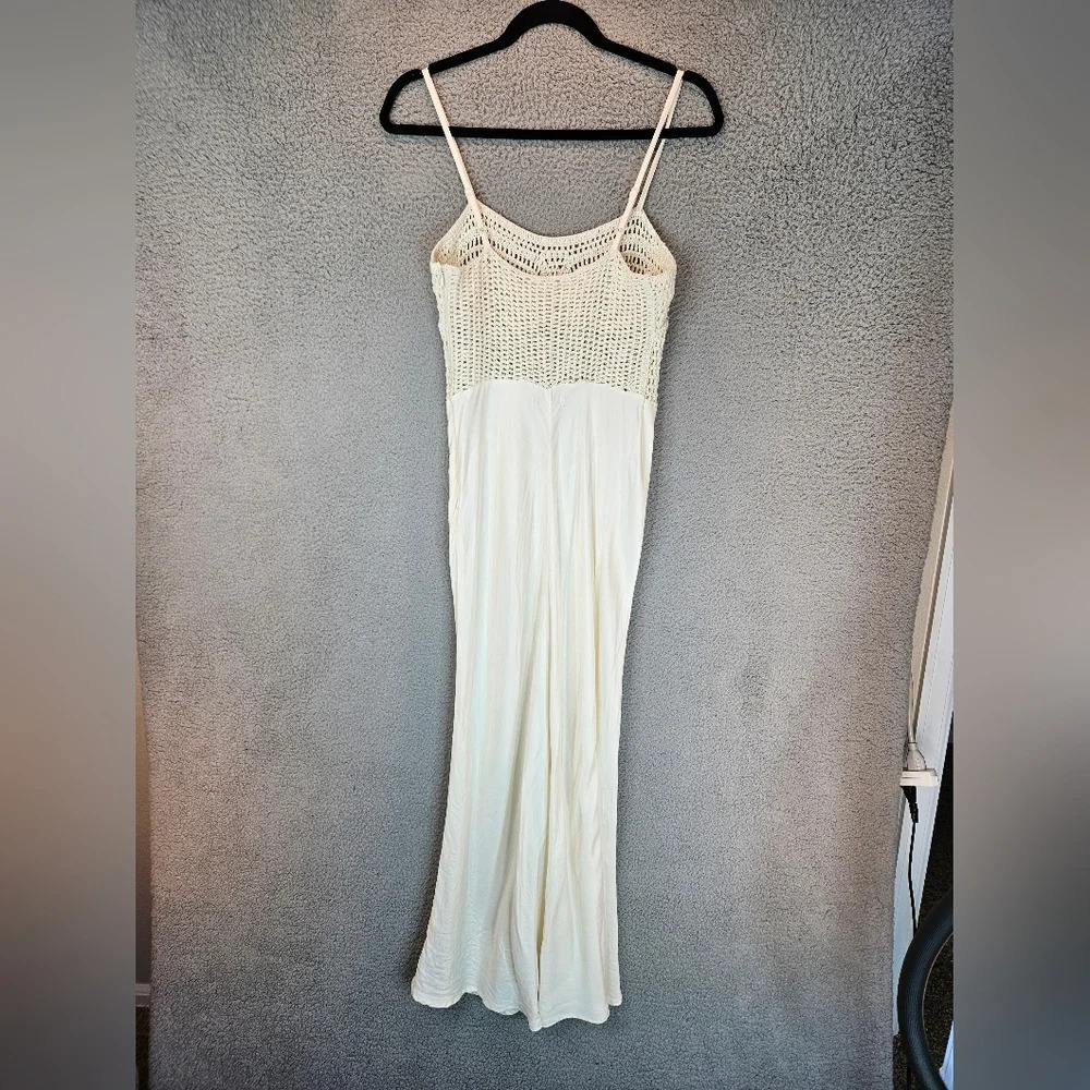 Topshop Midi Slip Dress Womens Sz 6/S Ivory Crochet Bodice - Picture 8 of 12